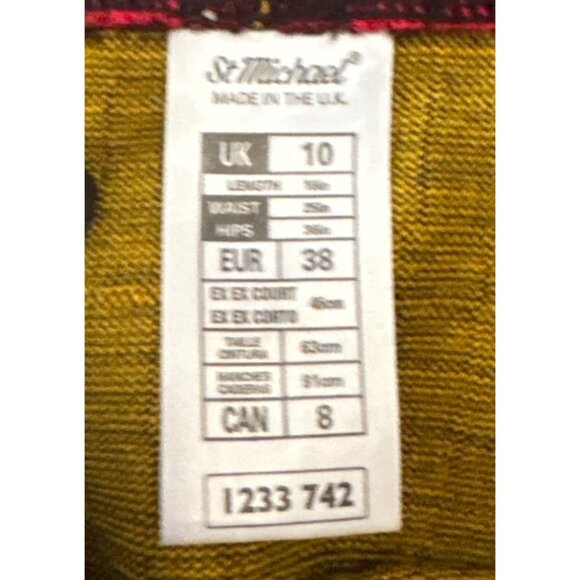 St Michael Red Tartan Plaid Skirt Size 8  Vintage High Waist Pencil Short UK - Picture 3 of 6